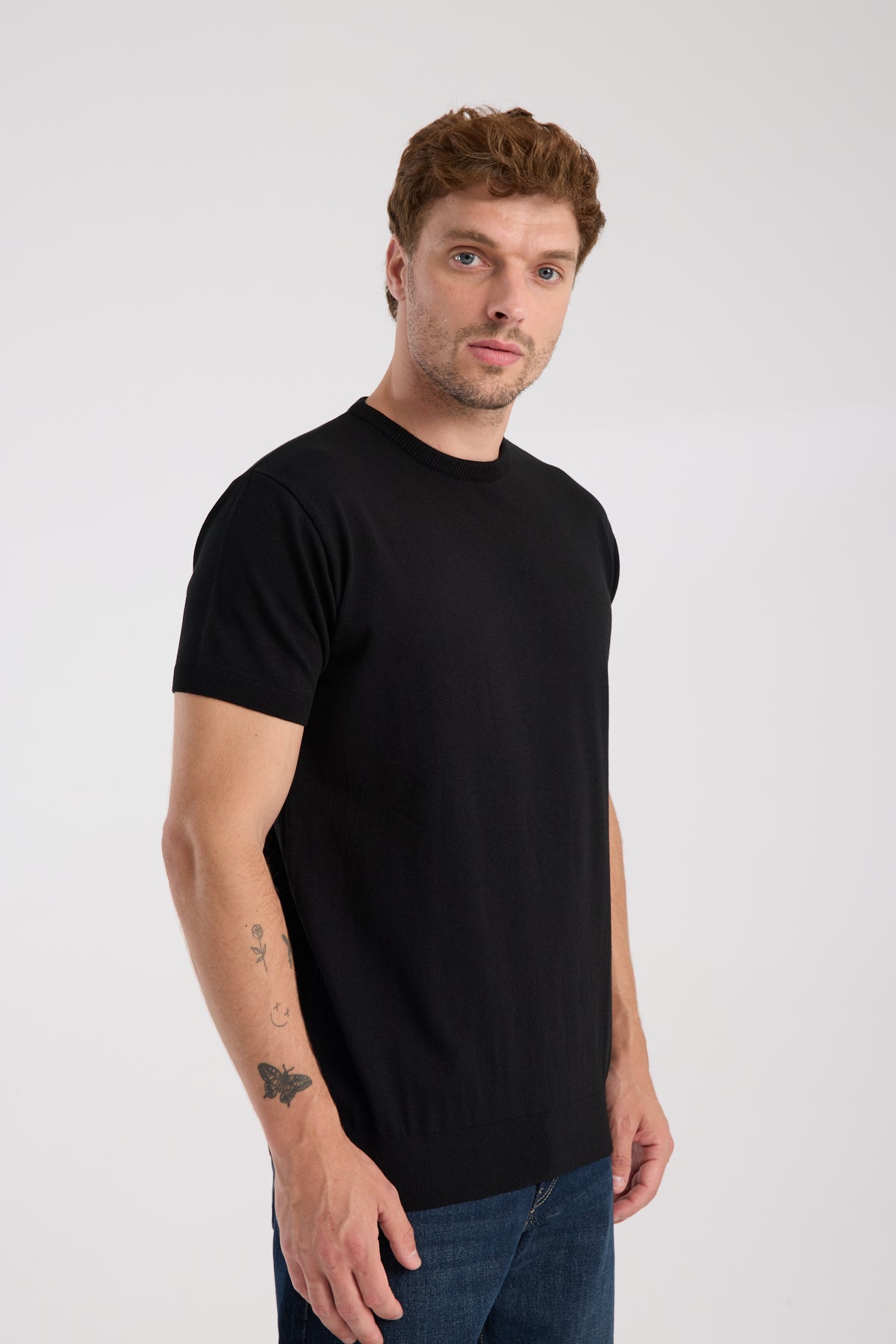 AClub Zulu Örme Kumaş Viskon Karışımlı Slim Fit Siyah Bisiklet Yaka Erkek Düz T-Shirt