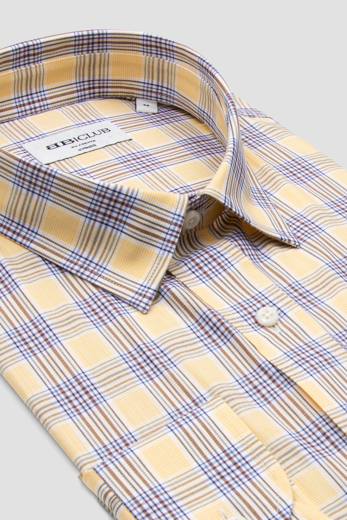 BB Club Rio Oxford Pamuklu Oversize Fit Sarı Klasik Yaka Erkek Ekoseli Gömlek