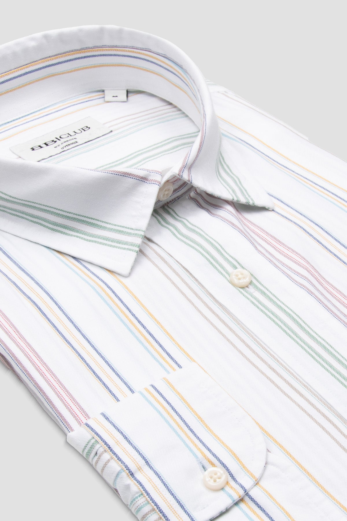 BB Club Rio Oxford Pamuklu Oversize Fit Beyaz Klasik Yaka Erkek Çizgili Gömlek