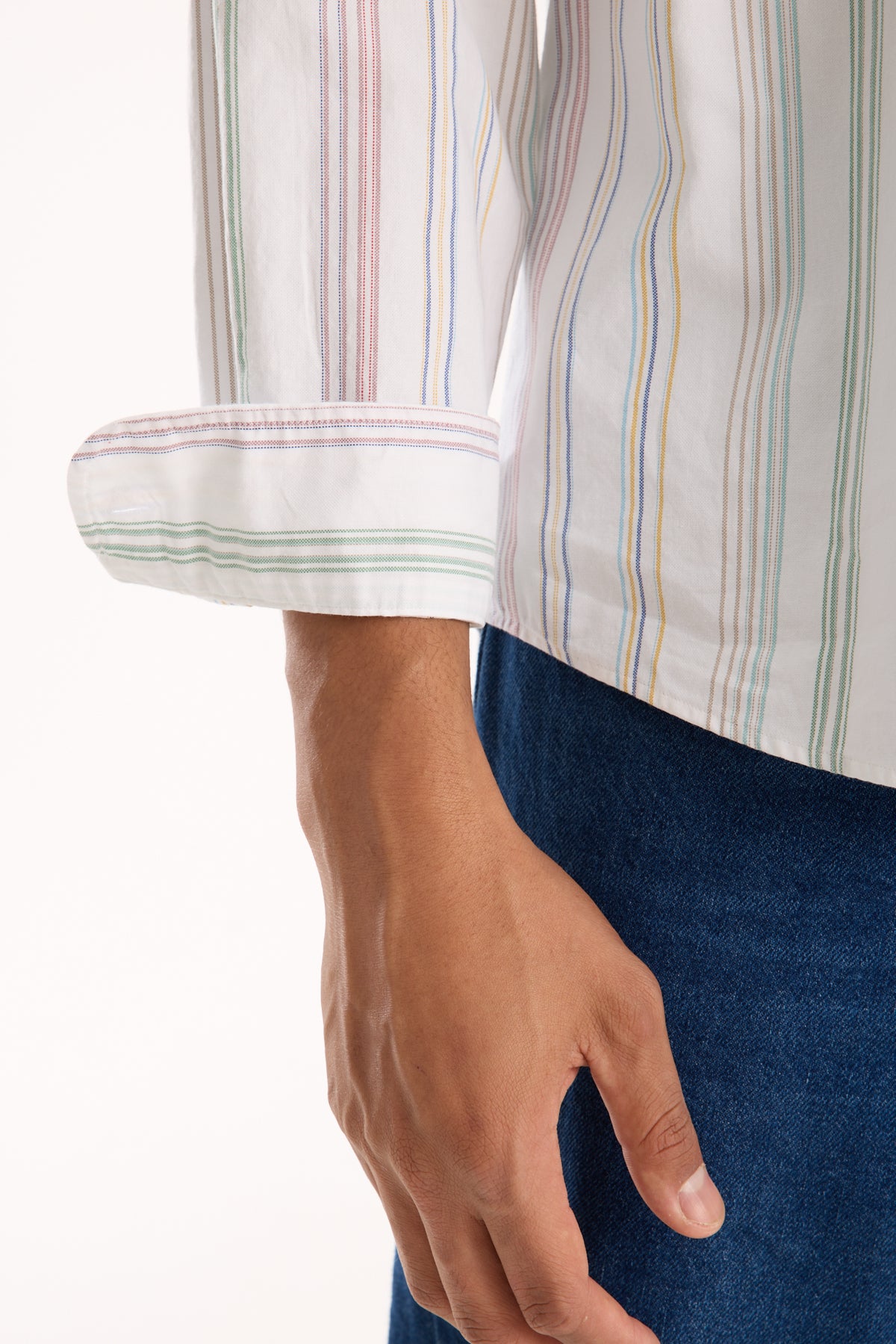 BB Club Rio Oxford %100 Pamuk Oversize Fit Beyaz Klasik Yaka Erkek Çizgili Gömlek