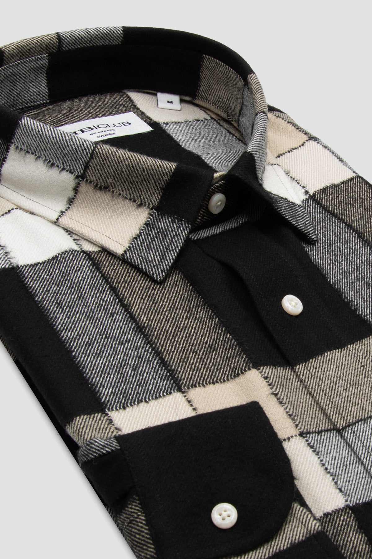 BB Club Rio Twill Viskon Karışımlı Oversize Fit Siyah Klasik Yaka Erkek Ekoseli Gömlek