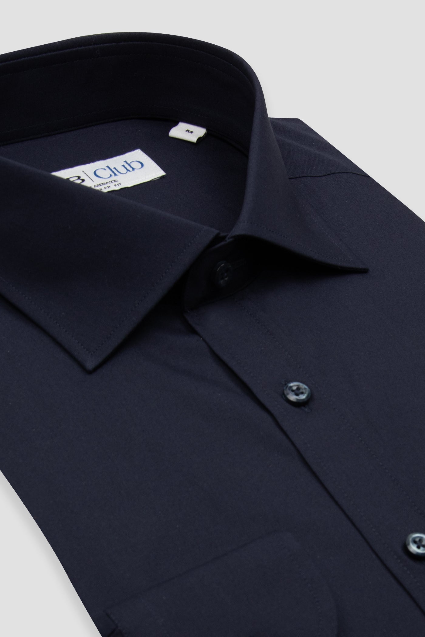 BB Club Lima Poplin Pamuk Polyester Regular Fit Lacivert Klasik Yaka Erkek Düz Gömlek