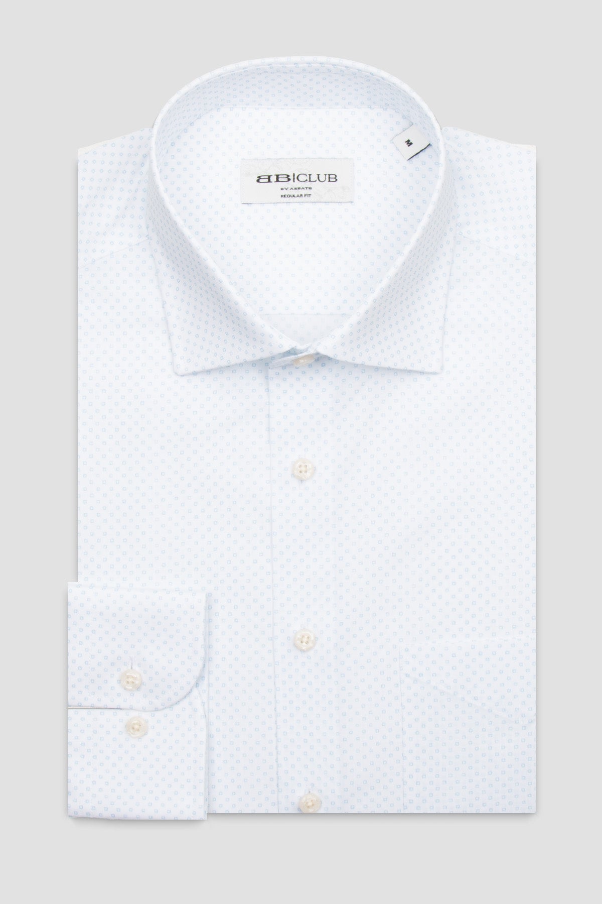 BB Club Lima Poplin Pamuklu Regular Fit Beyaz Klasik Yaka Erkek Baskılı Gömlek