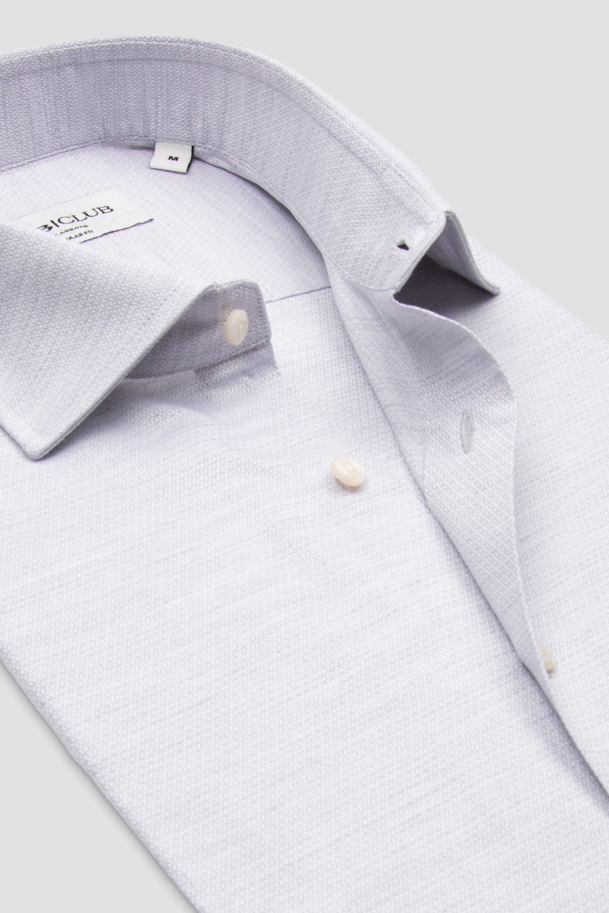 BB Club Lima Armür Pamuklu Regular Fit Açık Gri Klasik Yaka Erkek Düz Gömlek