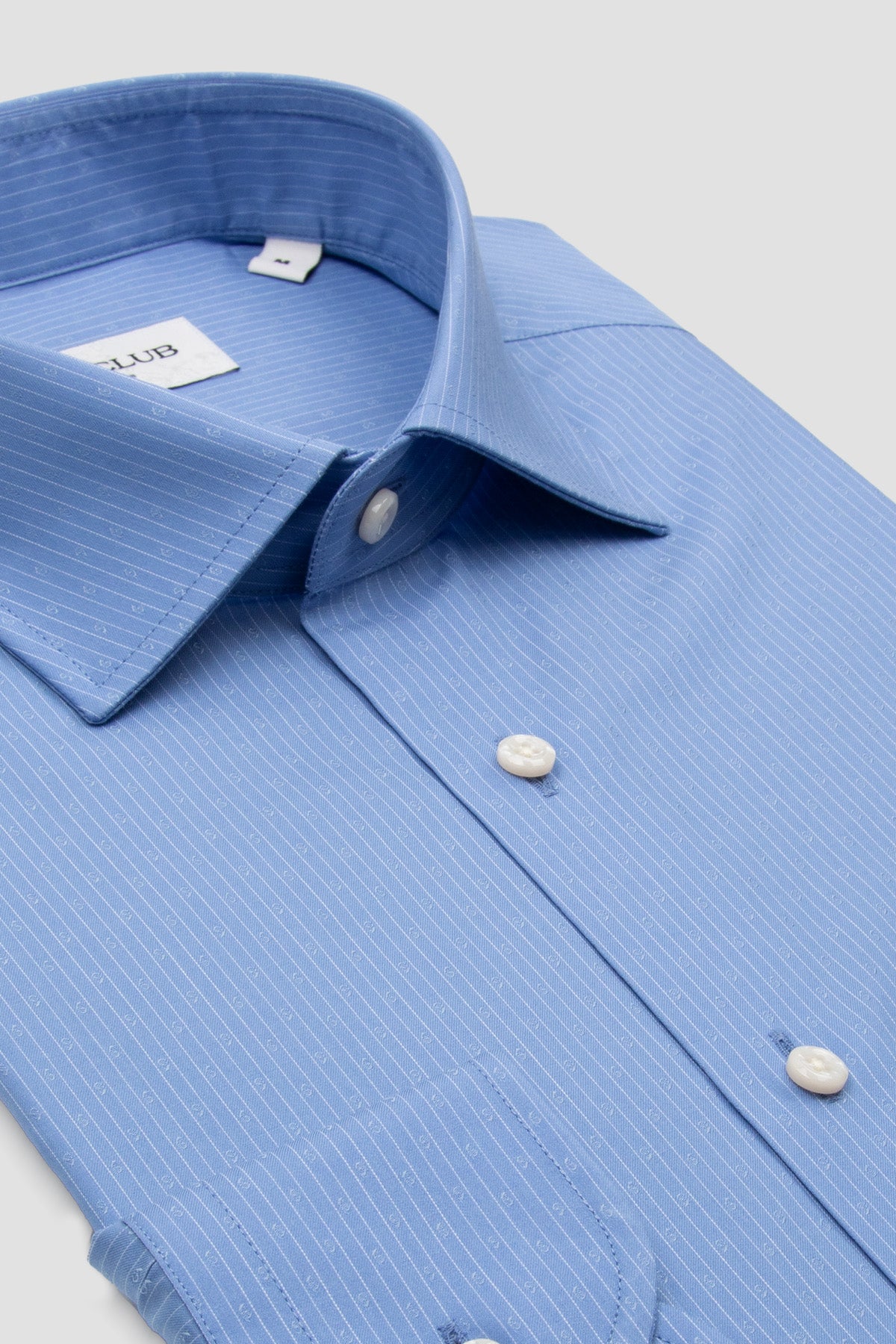 BB Club Lima Poplin Pamuklu Regular Fit Koyu Mavi Klasik Yaka Erkek Çizgili Gömlek