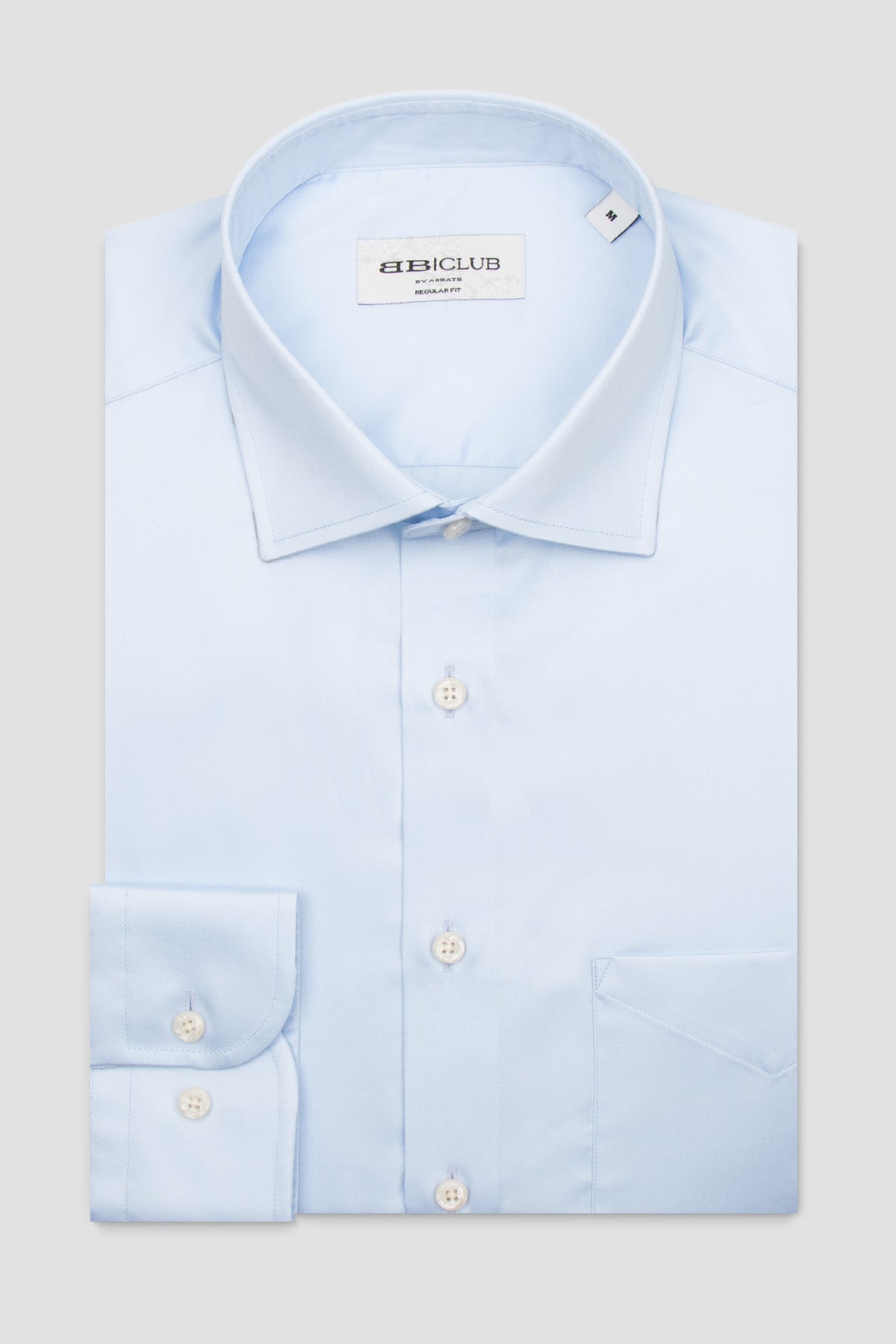 BB Club Lima Saten Pamuklu Regular Fit Açık Mavi Klasik Yaka Erkek Düz Gömlek