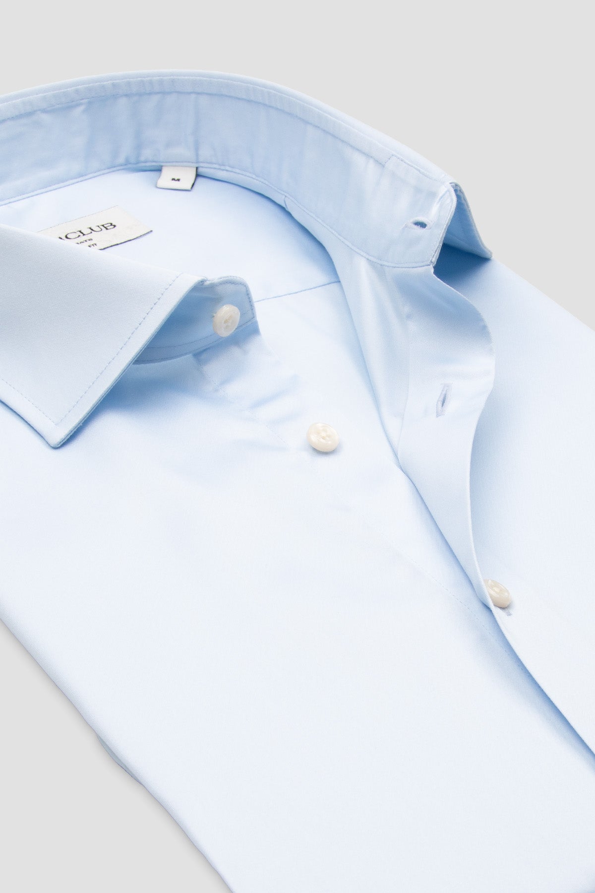 BB Club Lima Saten Pamuklu Regular Fit Açık Mavi Klasik Yaka Erkek Düz Gömlek