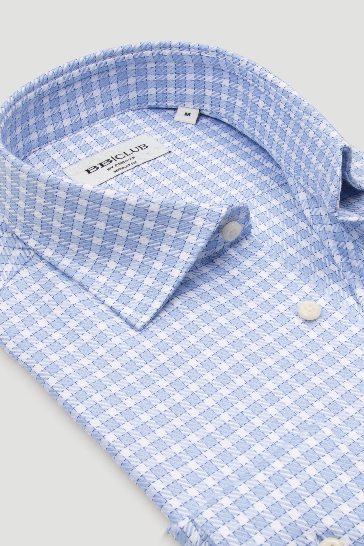 BB Club Lima Twill %100 Pamuk Regular Fit Açık Mavi Klasik Yaka Erkek Kareli Gömlek