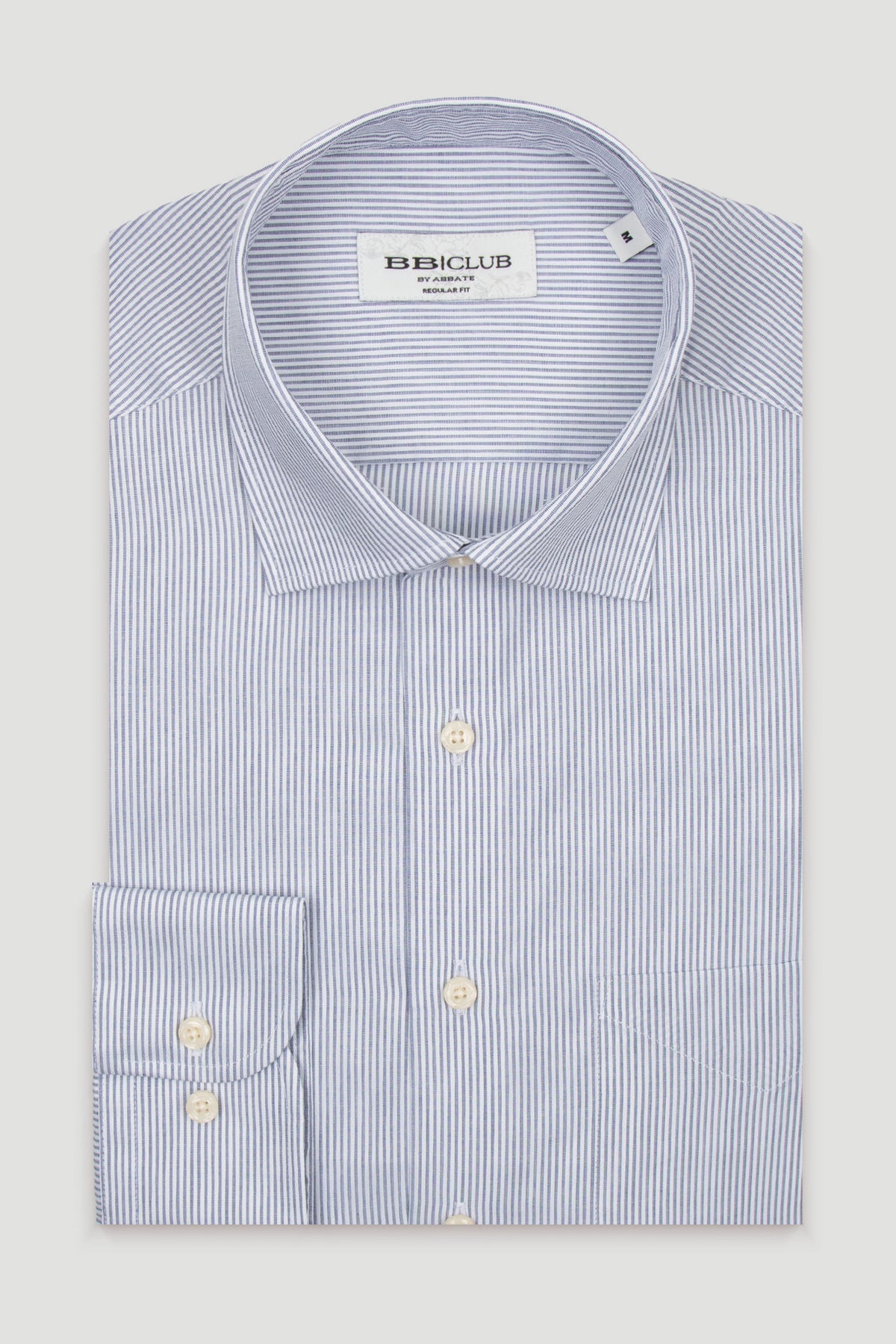 BB Club Lima Twill %100 Pamuk Regular Fit Lacivert Klasik Yaka Erkek Çizgili Gömlek