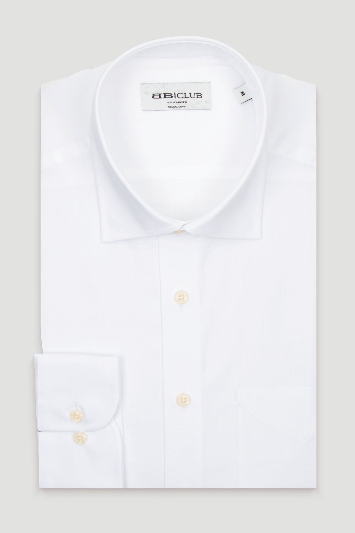 BB Club Lima Flamlı %100 Pamuk Regular Fit Beyaz Klasik Yaka Erkek Düz Gömlek