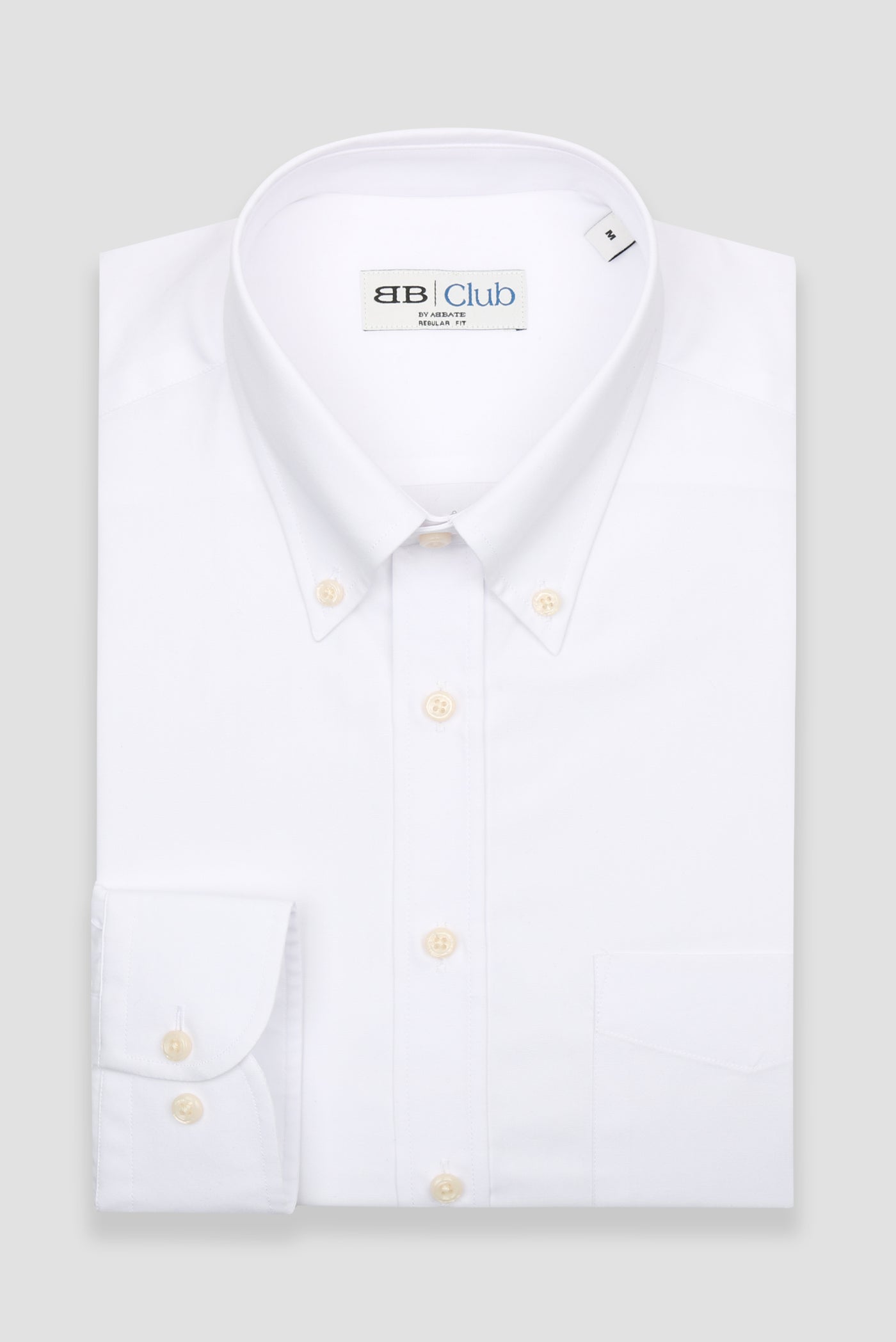 BB Club Mike Poplin Kolay Ütülenebilir Pamuklu Regular Fit Beyaz Düğmeli Yaka Erkek Düz Gömlek