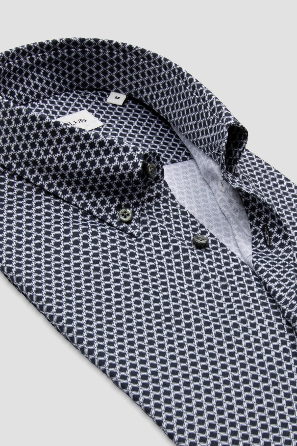 BB Club Mike Dokuma Pamuklu Regular Fit Antrasit Düğmeli Yaka Erkek Baskılı Gömlek