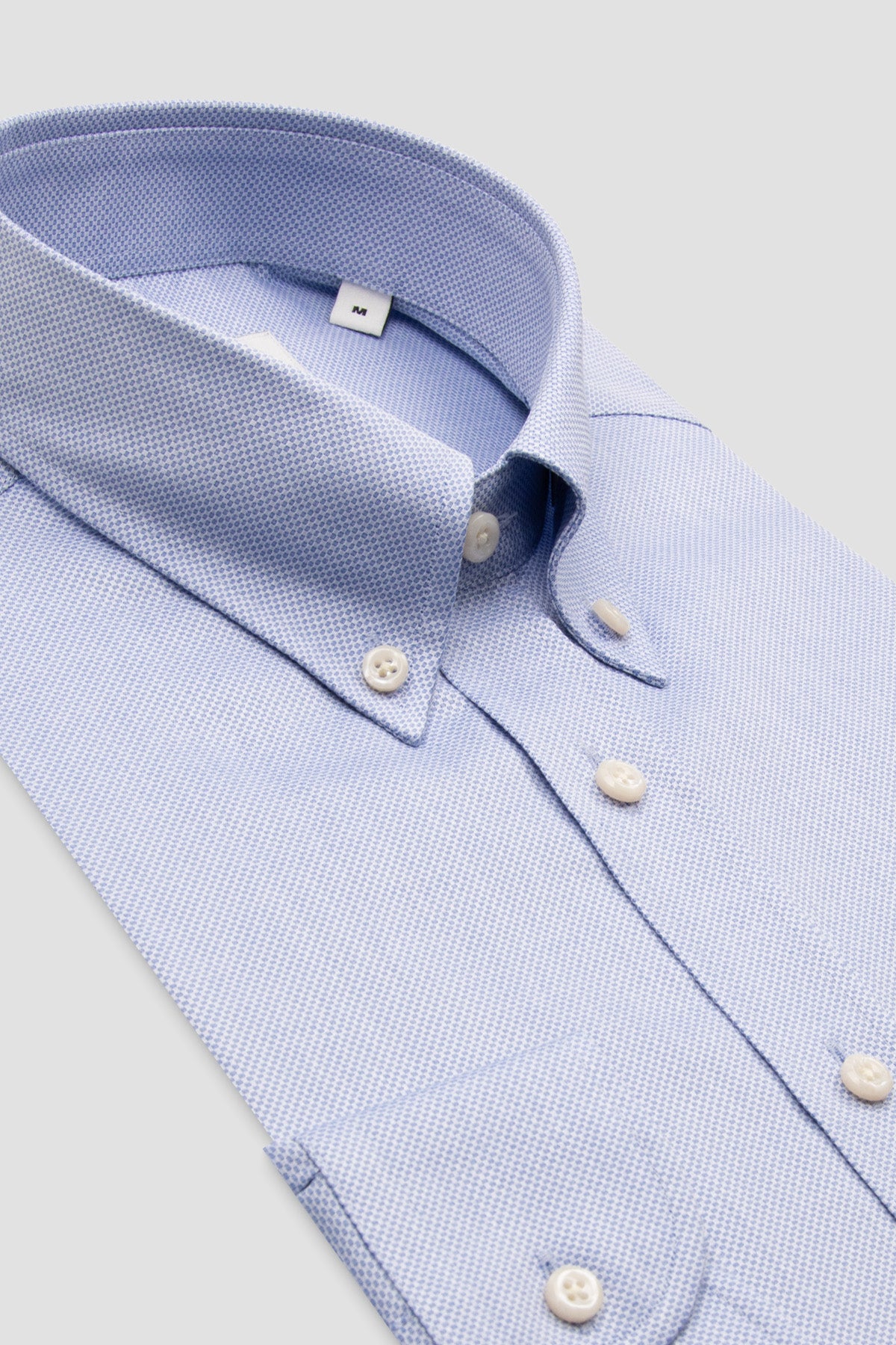 BB Club Mike Dobby Pamuklu Regular Fit Mavi Düğmeli Yaka Erkek Düz Gömlek