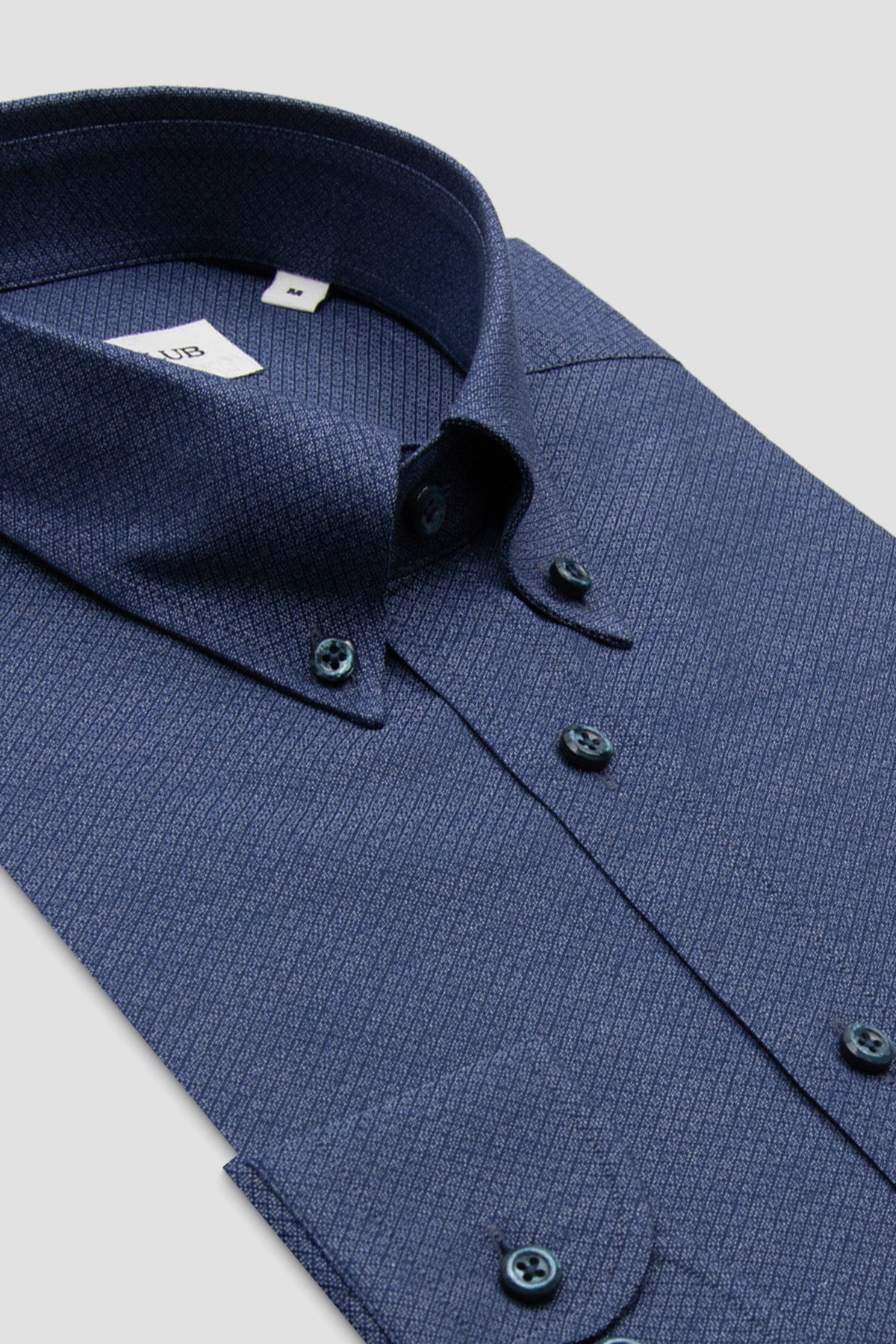BB Club Mike Dokuma Pamuklu Regular Fit Lacivert Düğmeli Yaka Erkek Baskılı Gömlek