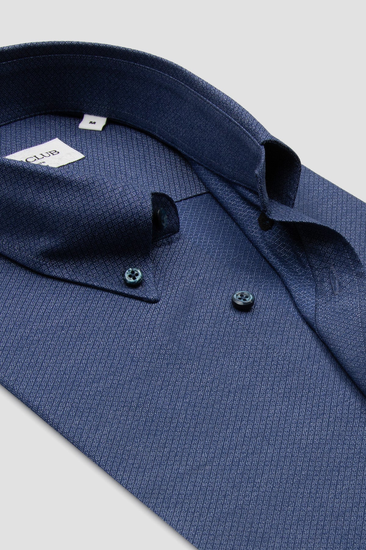 BB Club Mike Dokuma Pamuklu Regular Fit Lacivert Düğmeli Yaka Erkek Baskılı Gömlek