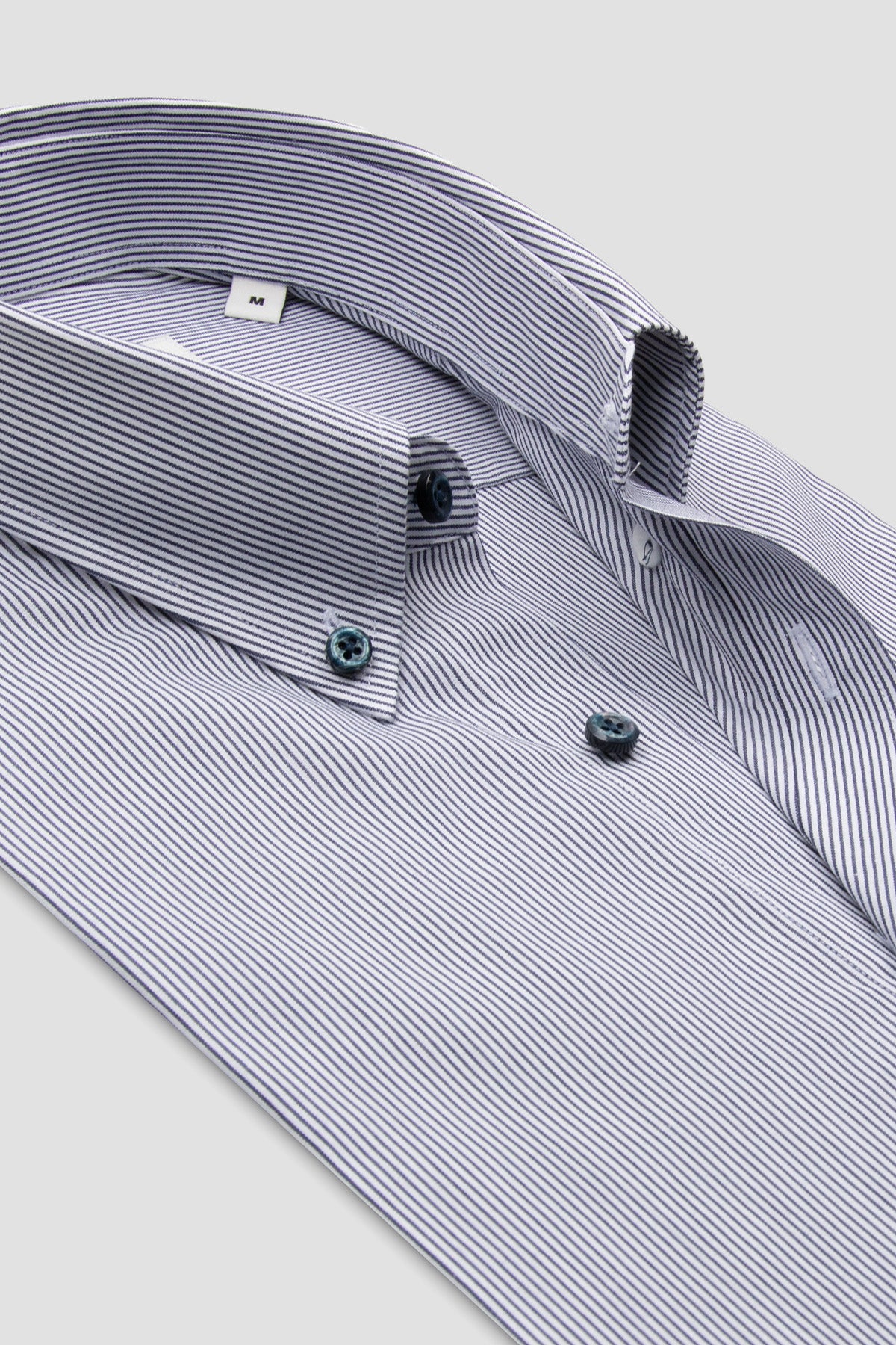 BB Club Mike Poplin Pamuklu Regular Fit Lacivert Düğmeli Yaka Erkek Çizgili Gömlek