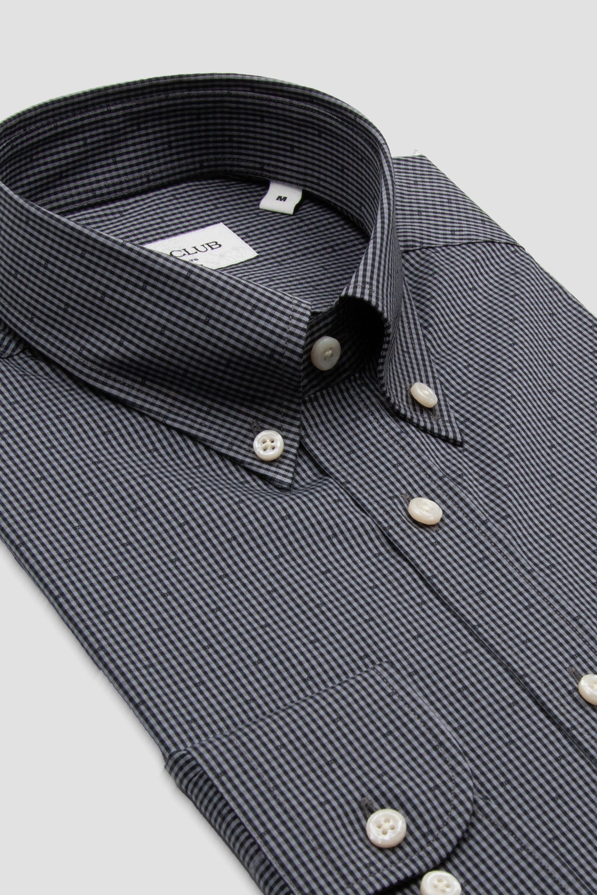 BB Club Mike Poplin Stretch Pamuk Karışımlı Regular Fit Koyu Gri Düğmeli Yaka Erkek Kareli Gömlek