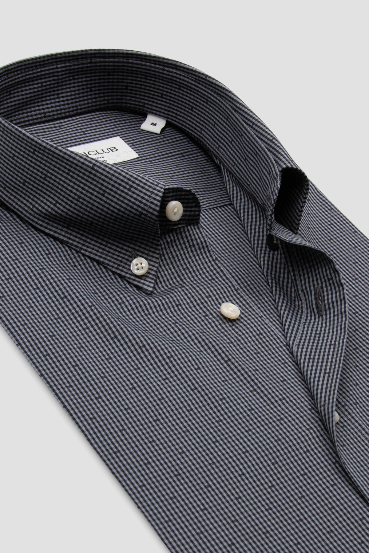 BB Club Mike Poplin Stretch Pamuk Karışımlı Regular Fit Koyu Gri Düğmeli Yaka Erkek Kareli Gömlek