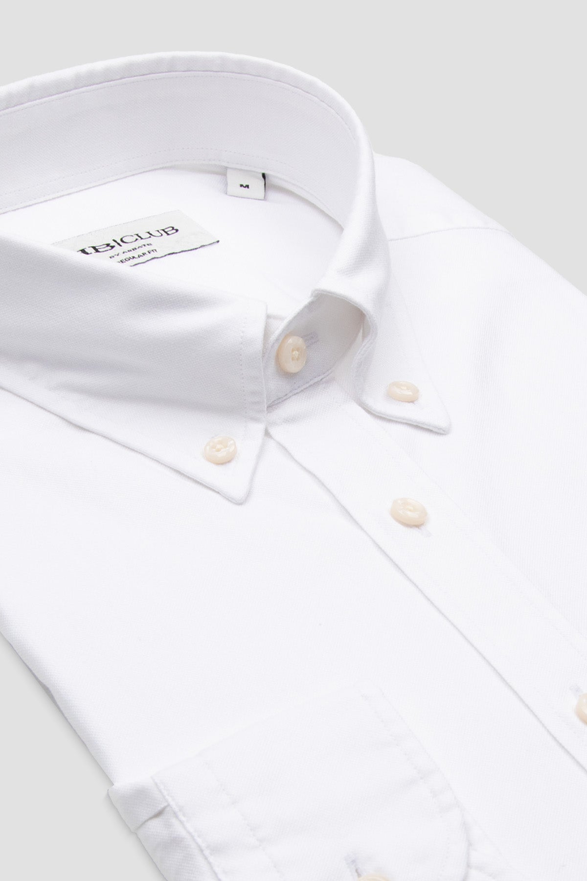 BB Club Mike Oxford Pamuklu Regular Fit Beyaz Düğmeli Yaka Erkek Düz Gömlek