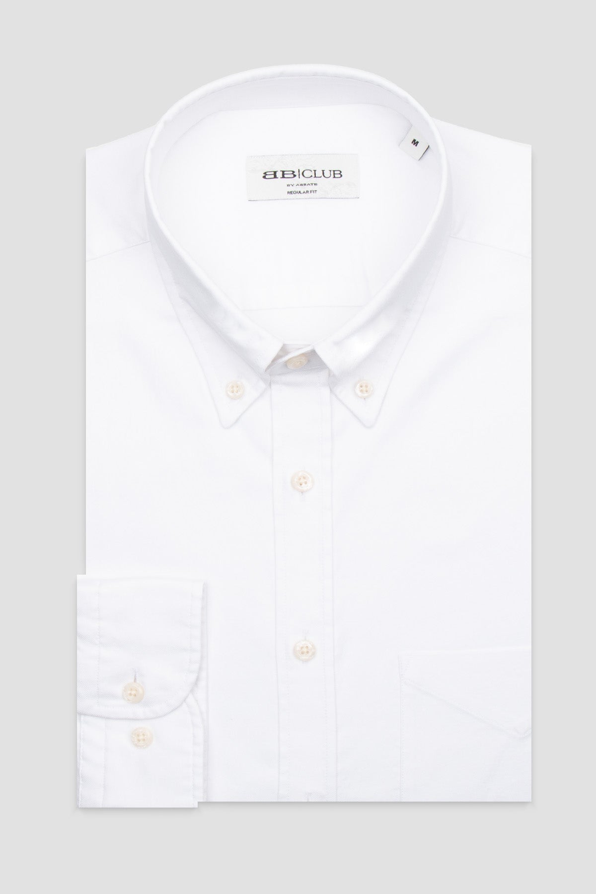 BB Club Mike Oxford Pamuklu Regular Fit Beyaz Düğmeli Yaka Erkek Düz Gömlek