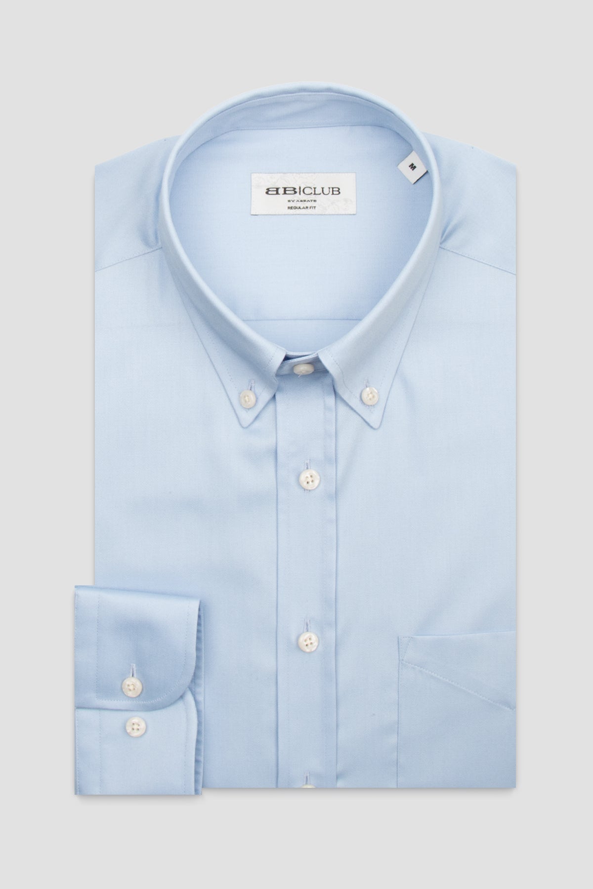 BB Club Mike Oxford Pamuklu Regular Fit Açık Mavi Düğmeli Yaka Erkek Düz Gömlek