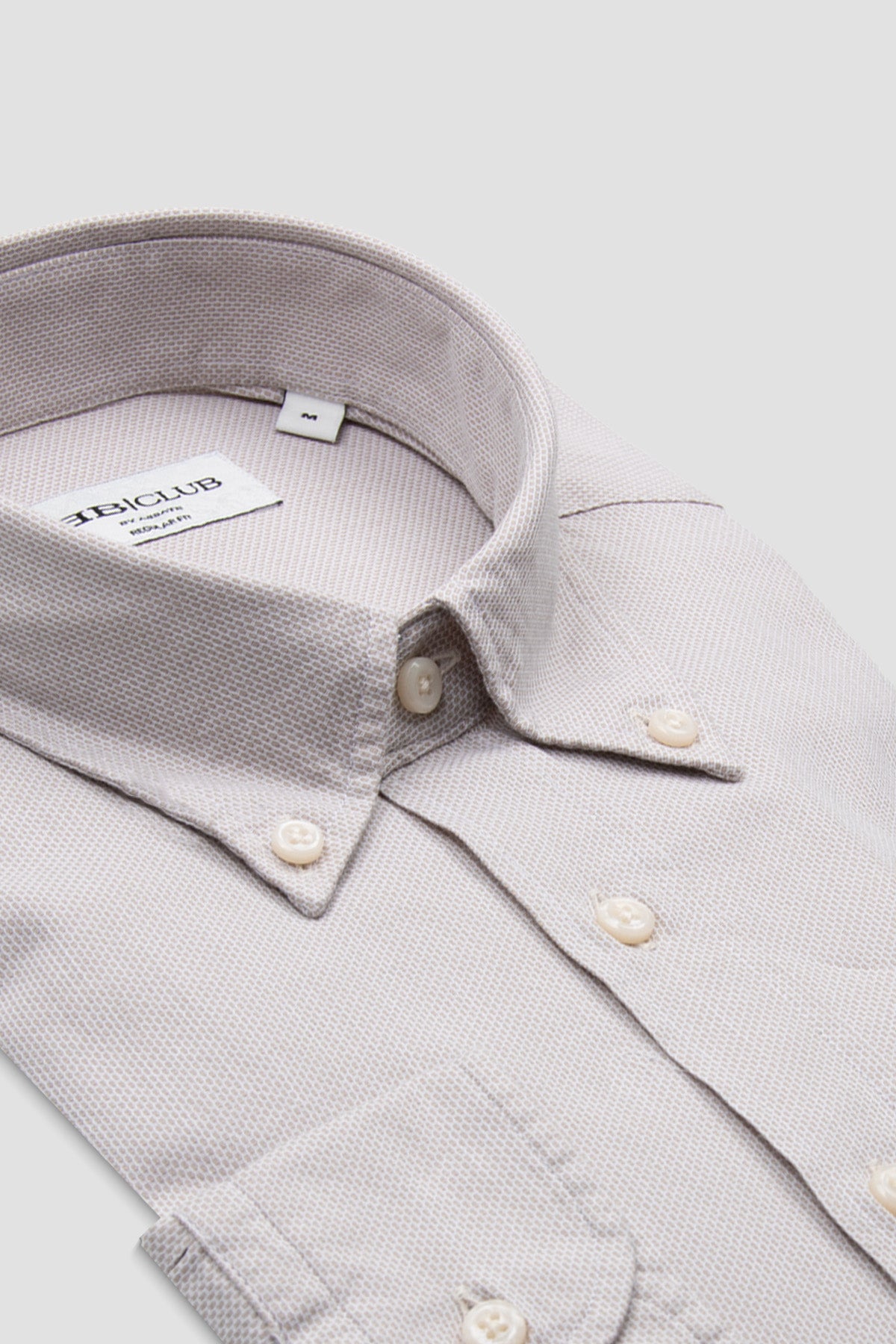 BB Club Mike Oxford Pamuklu Regular Fit Bej Düğmeli Yaka Erkek Düz Gömlek