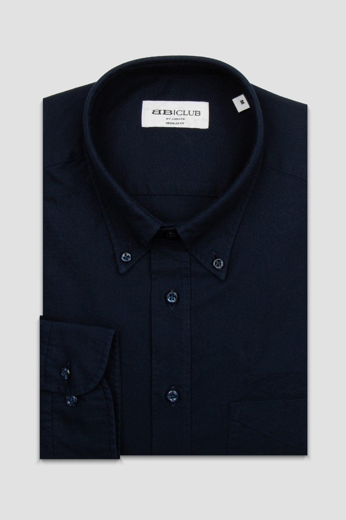 BB Club Mike Oxford Pamuklu Regular Fit Lacivert Düğmeli Yaka Erkek Düz Gömlek