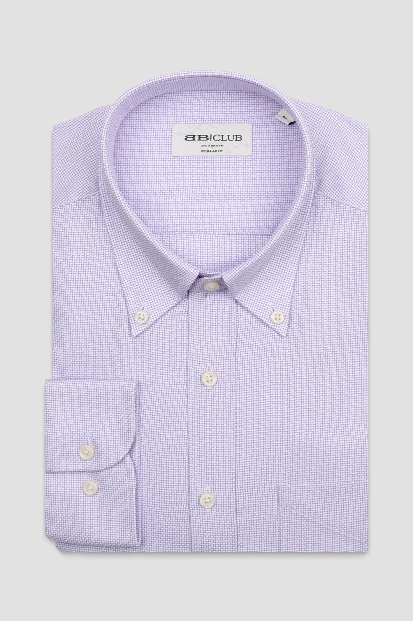 BB Club Mike Armür Pamuklu Regular Fit Mor Düğmeli Yaka Erkek Düz Gömlek
