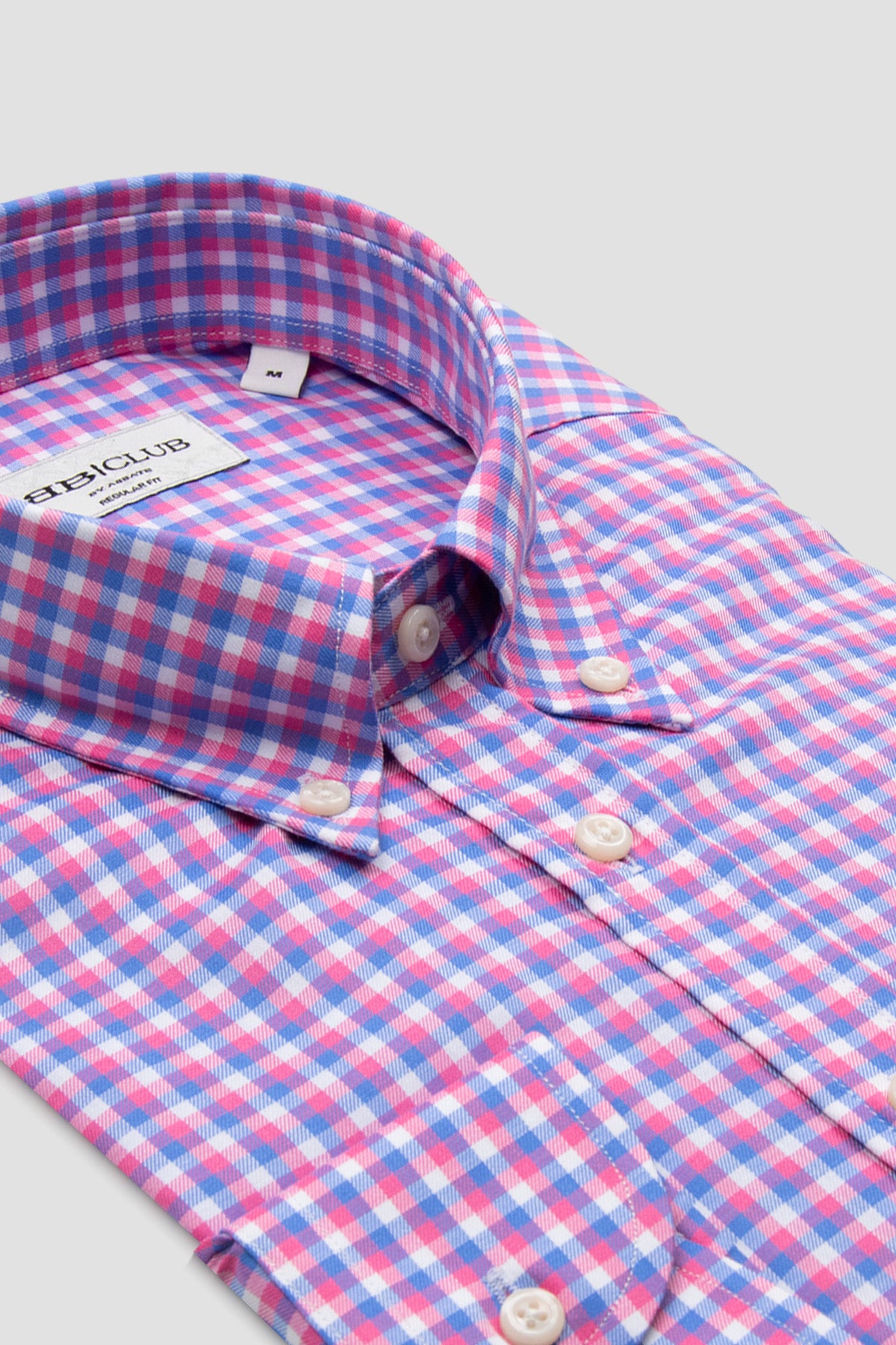 BB Club Mike Poplin Pamuklu Regular Fit Açık Mavi Düğmeli Yaka Erkek Kareli Gömlek