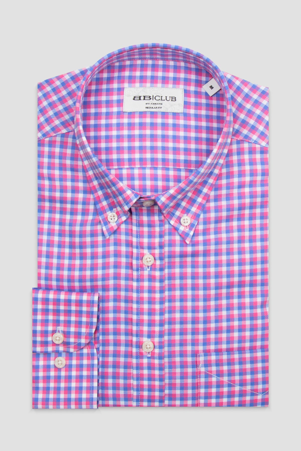 BB Club Mike Poplin Pamuklu Regular Fit Açık Mavi Düğmeli Yaka Erkek Kareli Gömlek