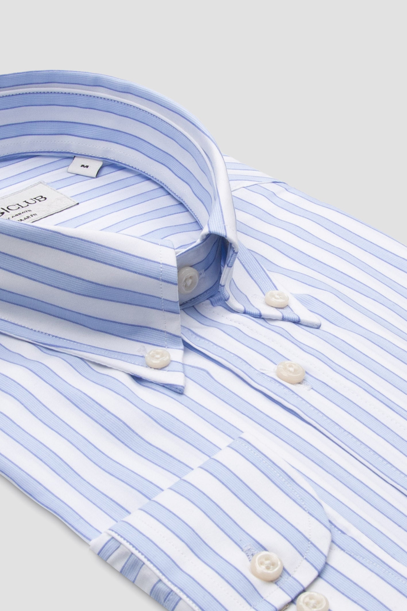 BB Club Mike Poplin Pamuklu Regular Fit Açık Mavi Düğmeli Yaka Erkek Çizgili Gömlek