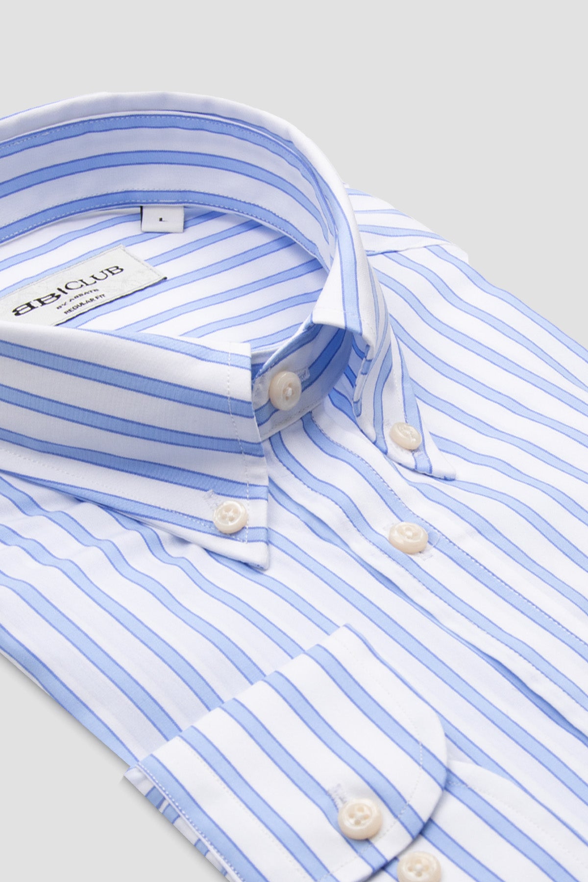 BB Club Mike Poplin Pamuklu Regular Fit Açık Mavi Düğmeli Yaka Erkek Çizgili Gömlek
