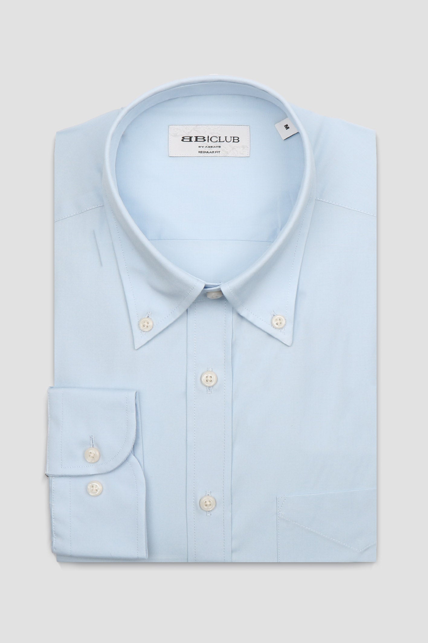 BB Club Mike Poplin Stretch Pamuk Karışımlı Regular Fit Açık Mavi Düğmeli Yaka Erkek Düz Gömlek