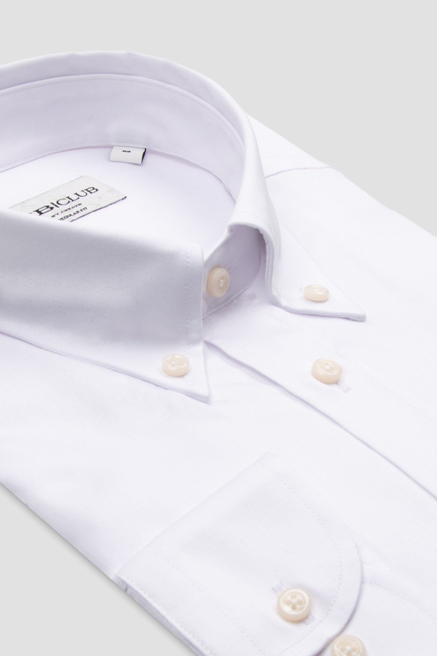 BB Club Mike Oxford Pamuk Polyester Regular Fit Beyaz Düğmeli Yaka Erkek Düz Gömlek