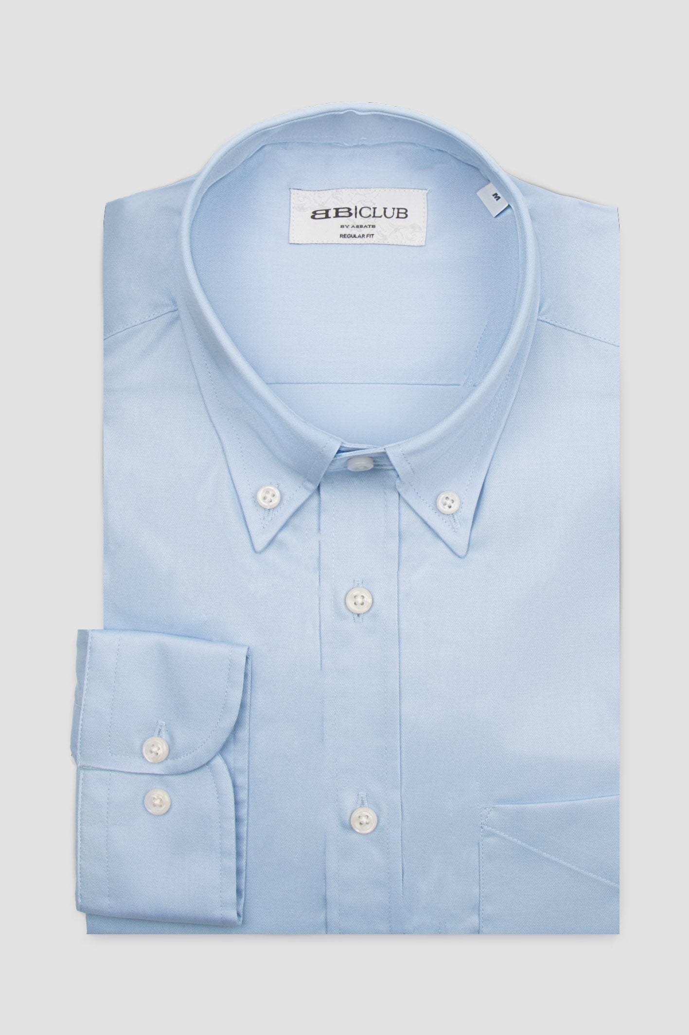 BB Club Mike Non Iron Oxford Kolay Ütülenebilir Pamuklu Regular Fit Açık Mavi Düğmeli Yaka Erkek Düz Gömlek