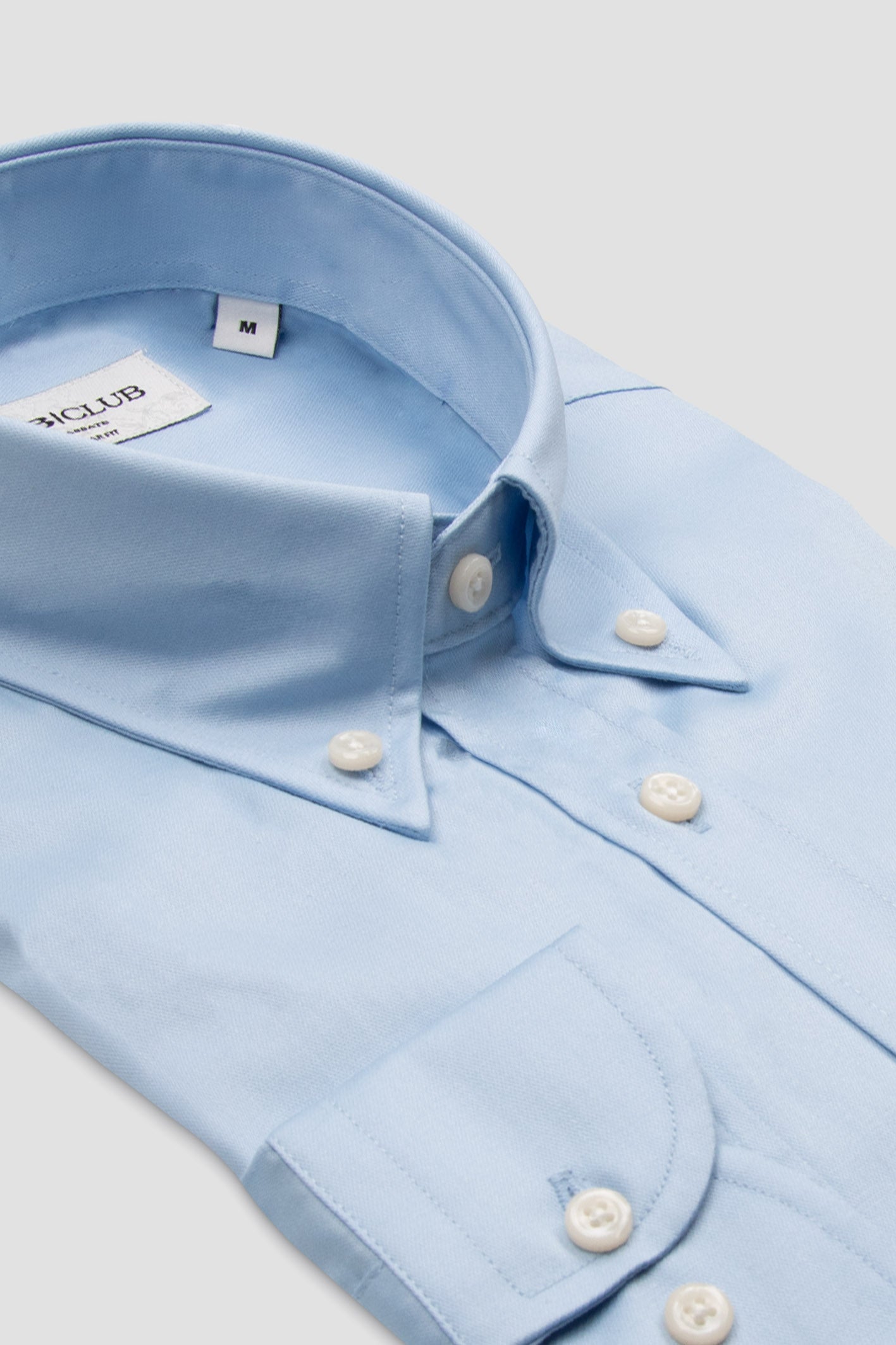 BB Club Mike Oxford Pamuk Polyester Regular Fit Açık Mavi Düğmeli Yaka Erkek Düz Gömlek