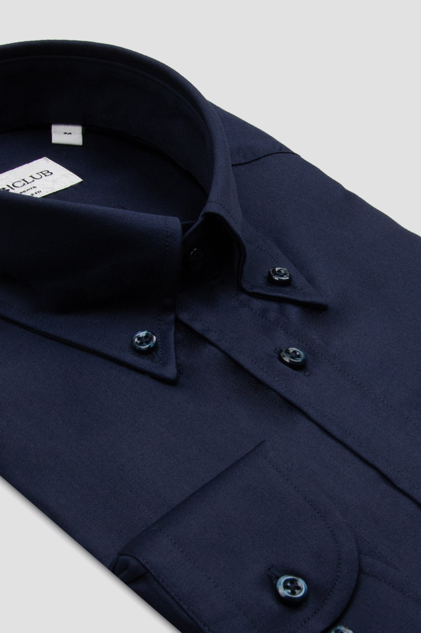 BB Club Mike Oxford Pamuk Polyester Regular Fit Lacivert Düğmeli Yaka Erkek Düz Gömlek