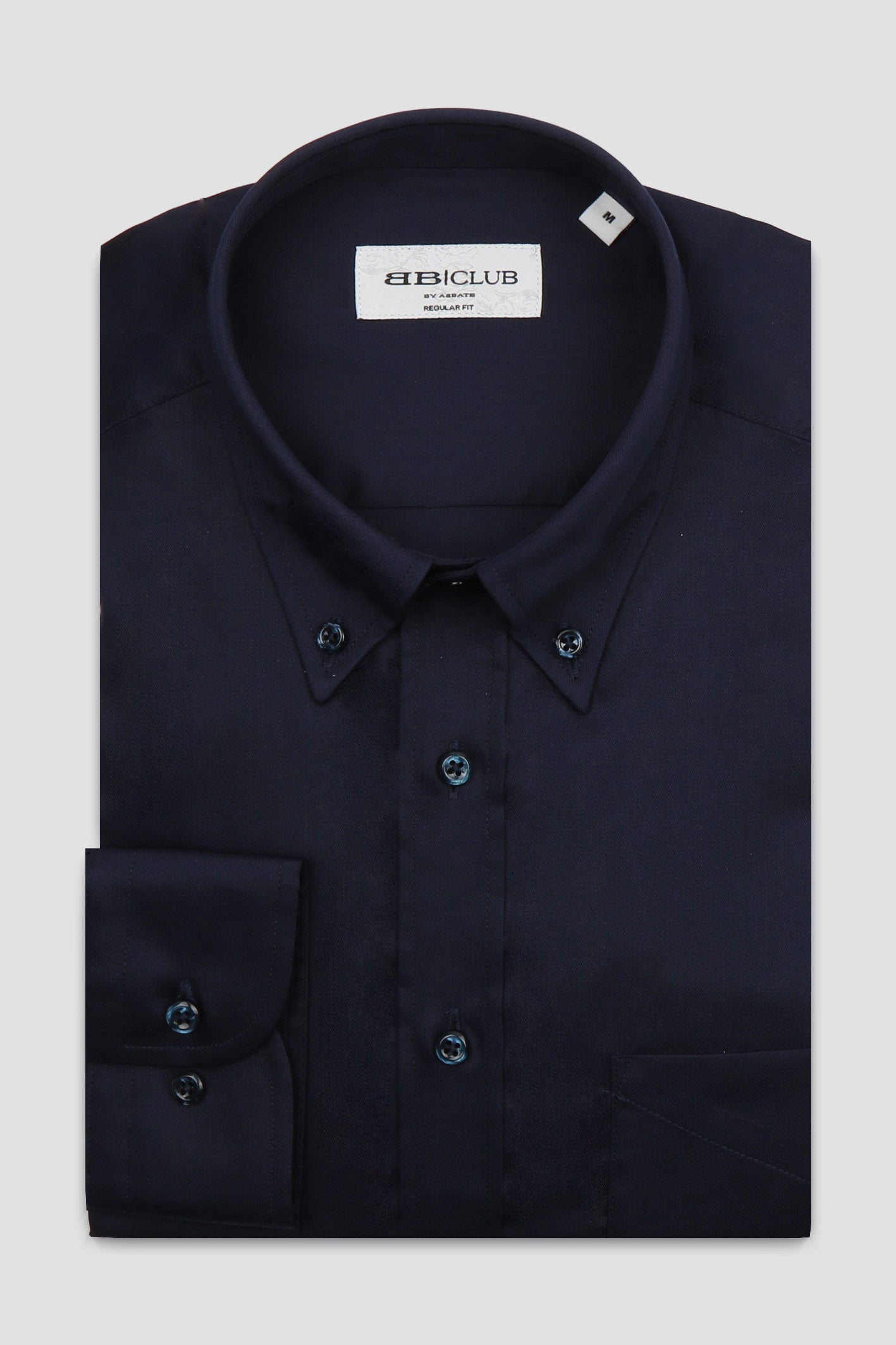 BB Club Mike Non Iron Oxford Kolay Ütülenebilir Pamuklu Regular Fit Lacivert Düğmeli Yaka Erkek Düz Gömlek