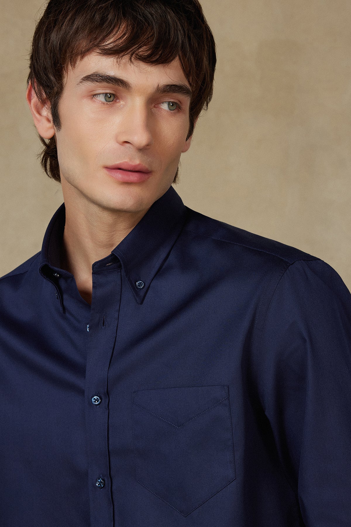 BB Club Mike Non Iron Oxford Kolay Ütülenebilir Pamuklu Regular Fit Lacivert Düğmeli Yaka Erkek Düz Gömlek