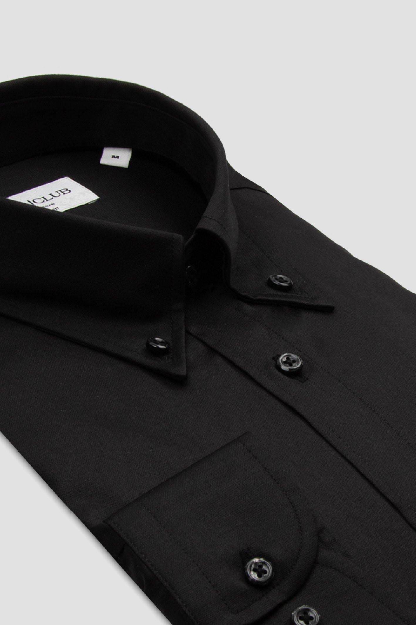 BB Club Mike Non Iron Oxford Kolay Ütülenebilir Pamuklu Regular Fit Siyah Düğmeli Yaka Erkek Düz Gömlek