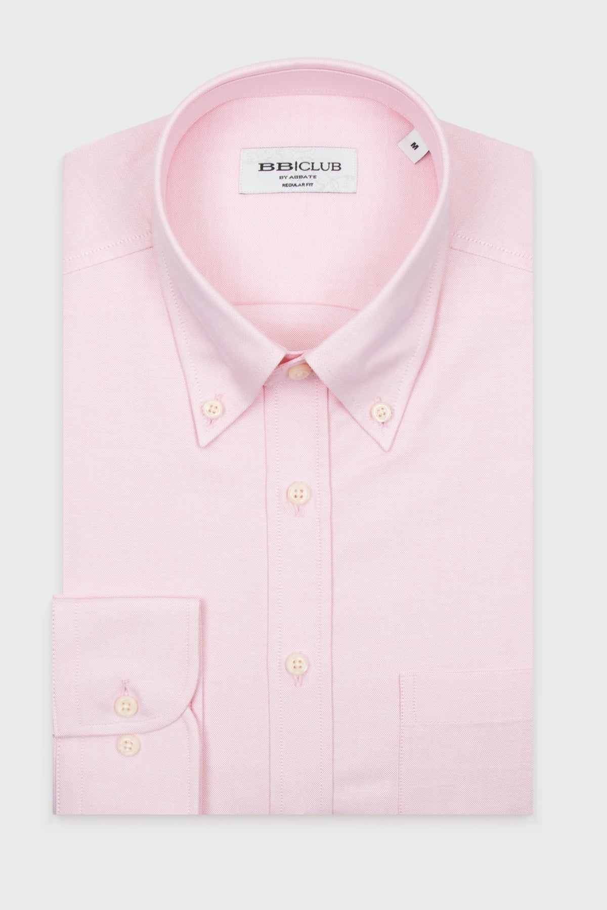 BB Club Mike Oxford Pamuklu Regular Fit Pembe Düğmeli Yaka Erkek Düz Gömlek