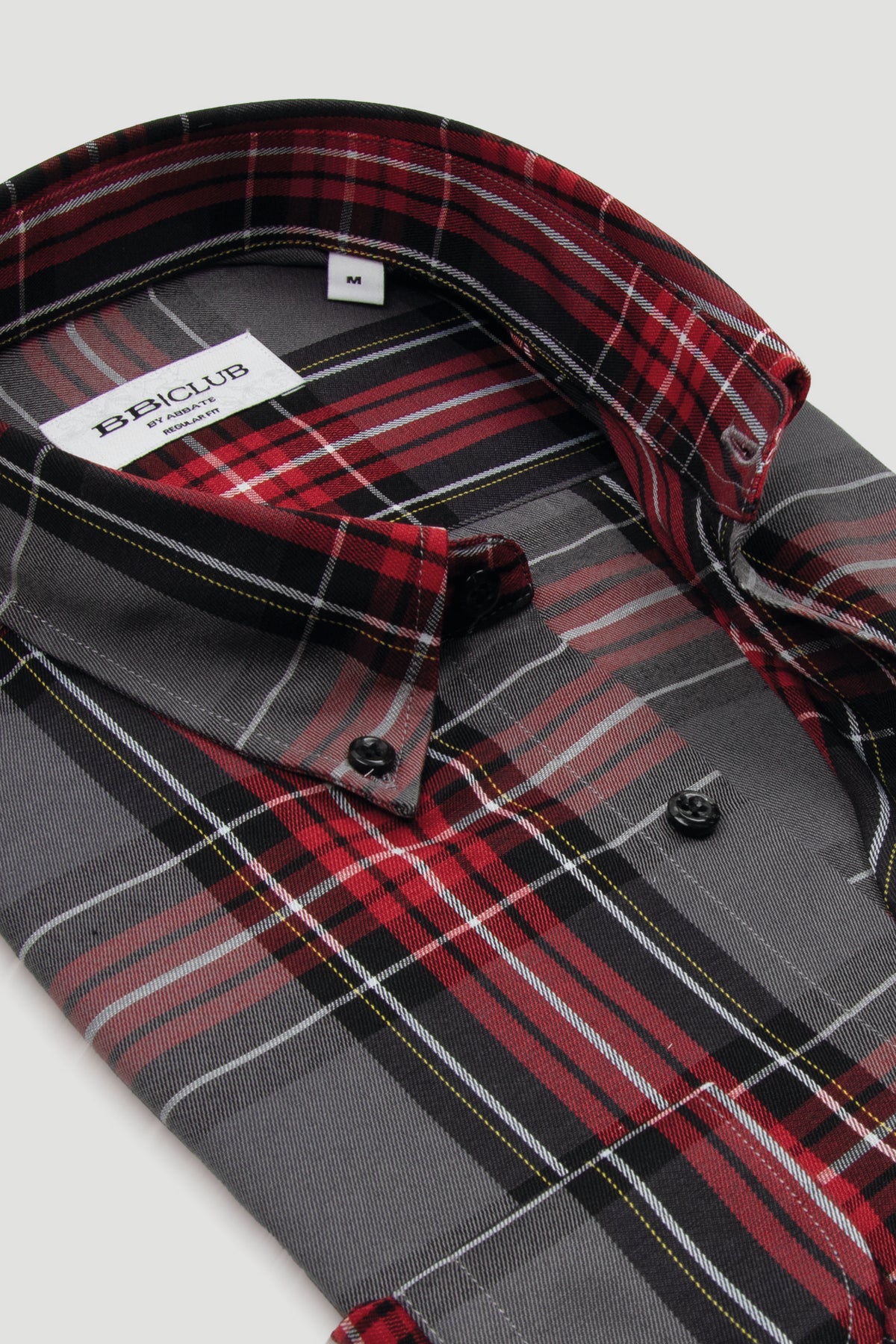 BB Club Mike Flanel Pamuk Polyester Regular Fit Koyu Gri Düğmeli Yaka Erkek Ekoseli Gömlek