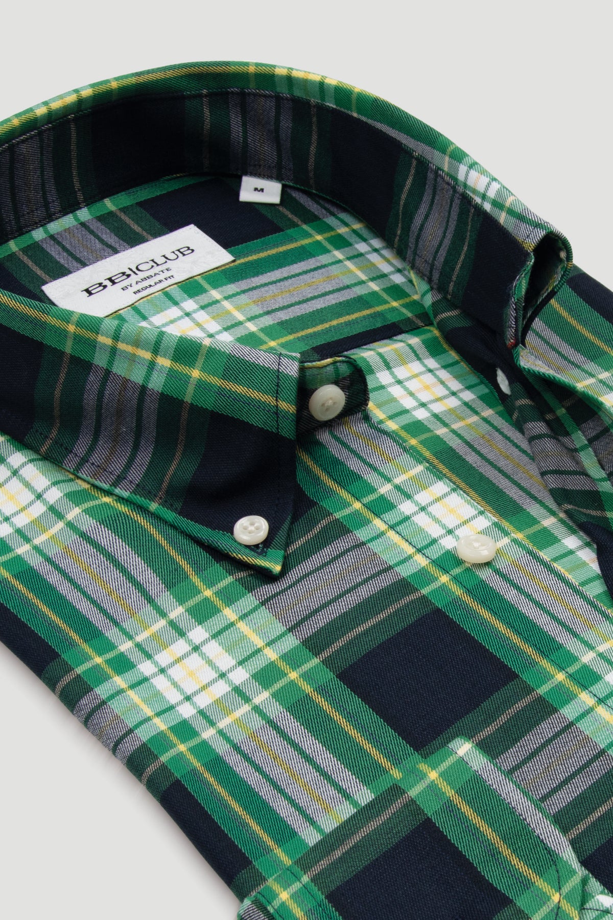 BB Club Mike Flanel Pamuk Polyester Regular Fit Yeşil Düğmeli Yaka Erkek Ekoseli Gömlek
