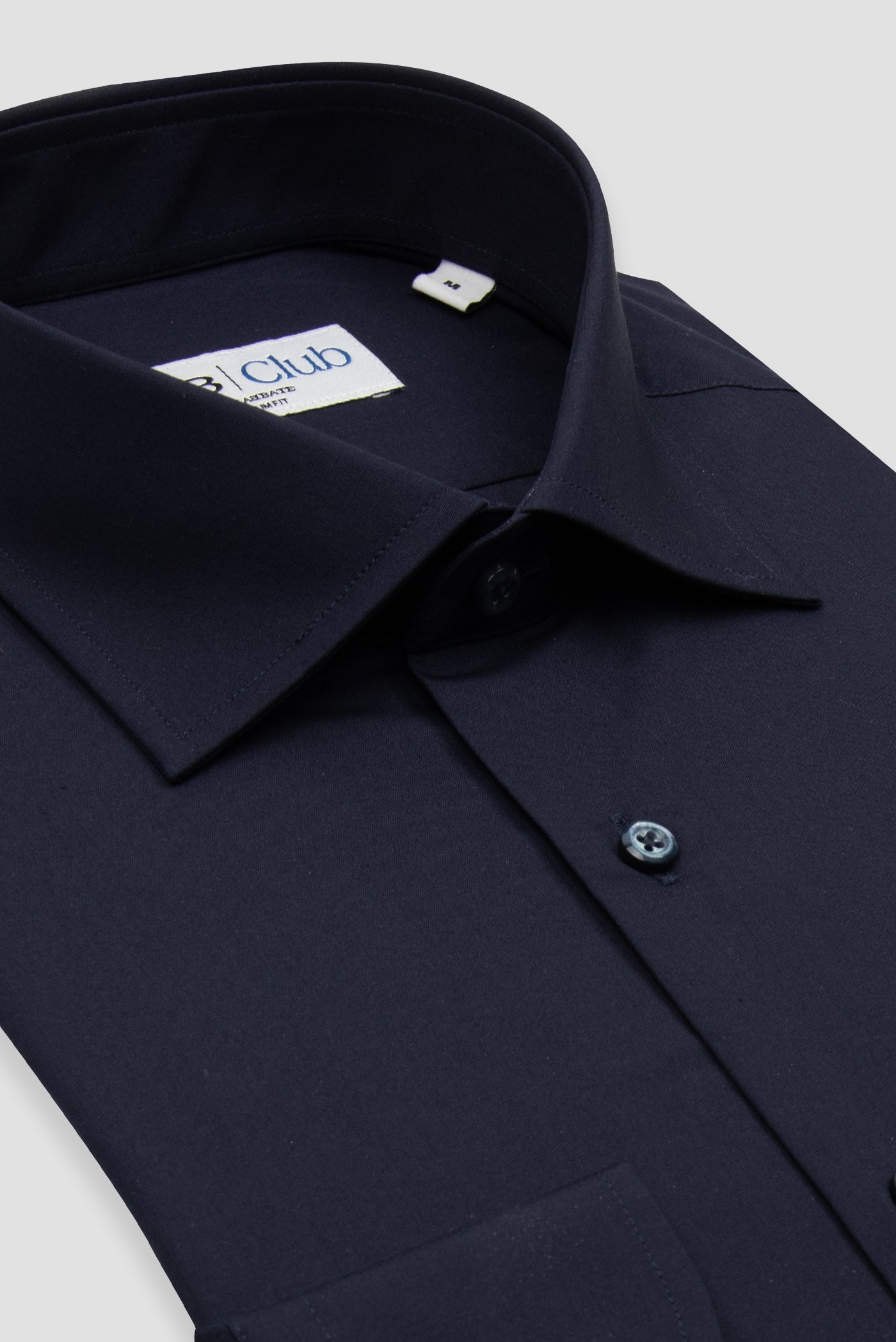 BB Club Oscar Poplin Kolay Ütülenebilir Pamuklu Slim Fit Lacivert Klasik Yaka Erkek Düz Gömlek
