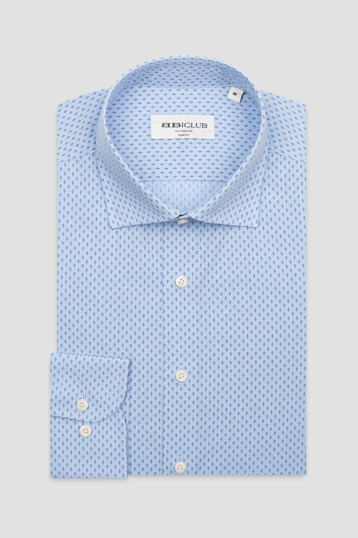 BB Club Oscar Poplin %100 Pamuk Slim Fit Açık Mavi Klasik Yaka Erkek Baskılı Gömlek
