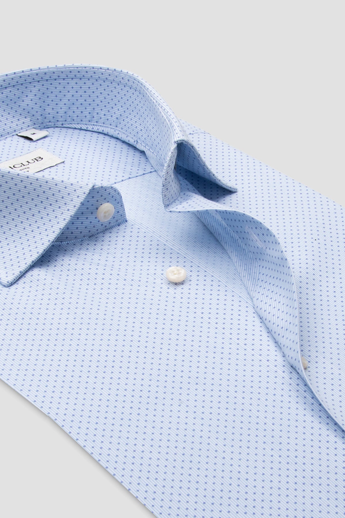 BB Club Oscar Poplin Pamuklu Slim Fit Açık Mavi Klasik Yaka Erkek Baskılı Gömlek