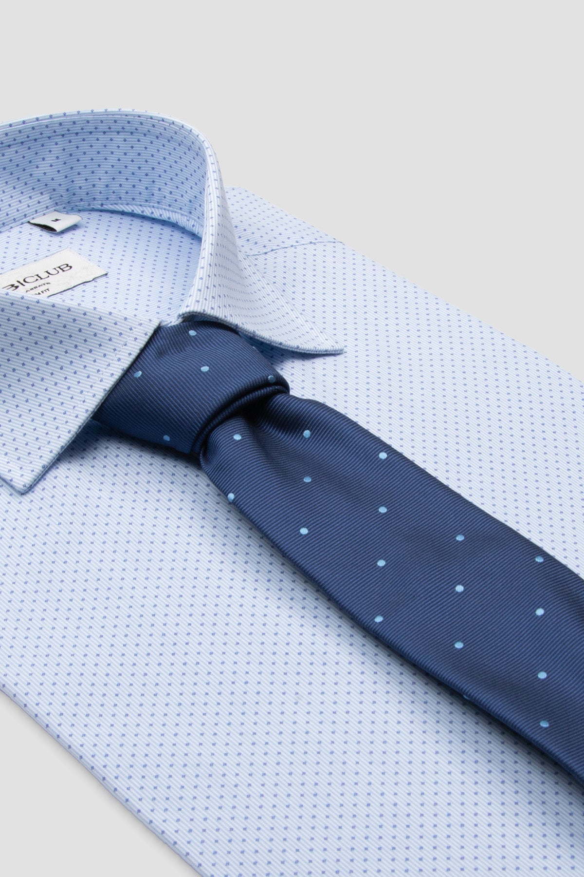 BB Club Oscar Poplin Pamuklu Slim Fit Açık Mavi Klasik Yaka Erkek Baskılı Gömlek