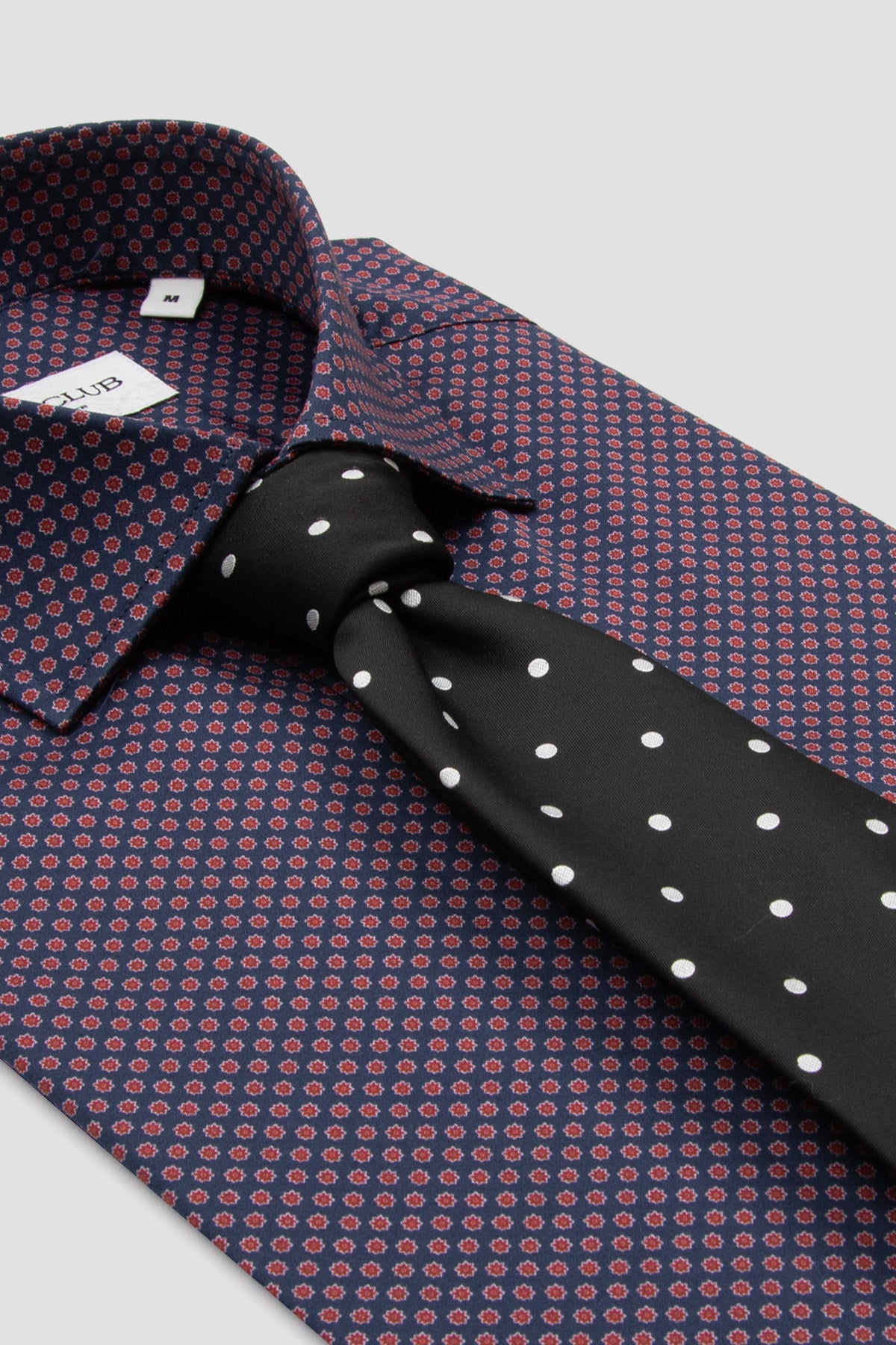BB Club Oscar Poplin Pamuklu Slim Fit Lacivert Klasik Yaka Erkek Baskılı Gömlek
