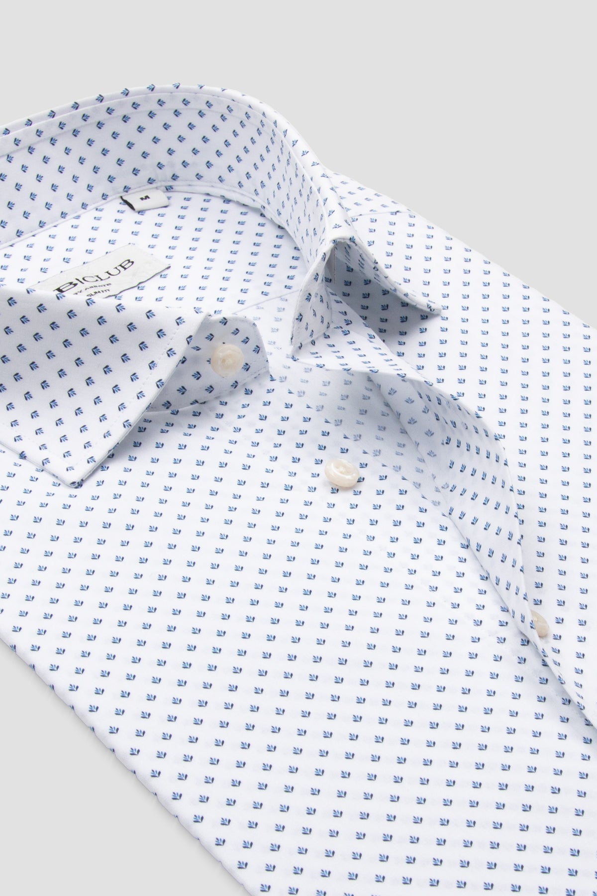 BB Club Oscar Poplin %100 Pamuk Slim Fit Beyaz Klasik Yaka Erkek Desenli Gömlek