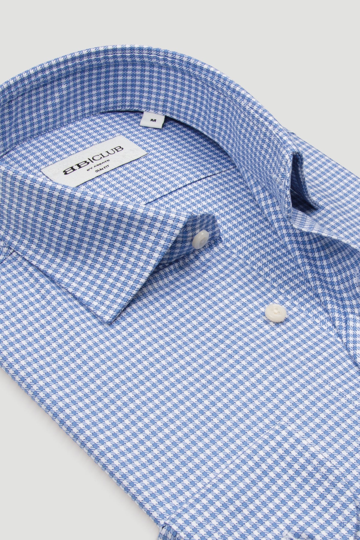 BB Club Oscar Twill Pamuklu Slim Fit Mavi Klasik Yaka Erkek Kareli Gömlek